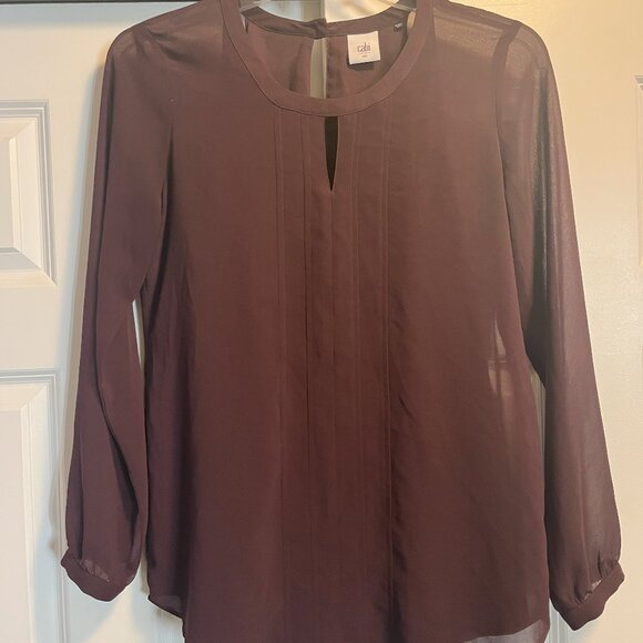 Cabi 3092 Womens Size Small Entice Tunic Top Dark Plum Chiffon Blouse - Picture 2 of 3